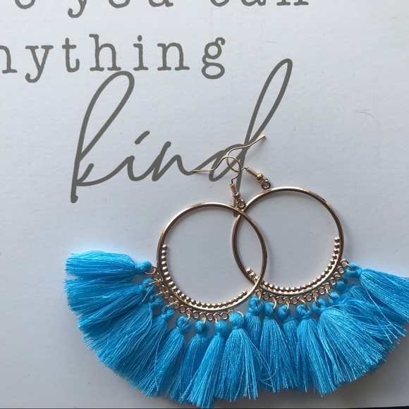 New Boho style colorful tassel fringe drop earring - Picture 3 of 5